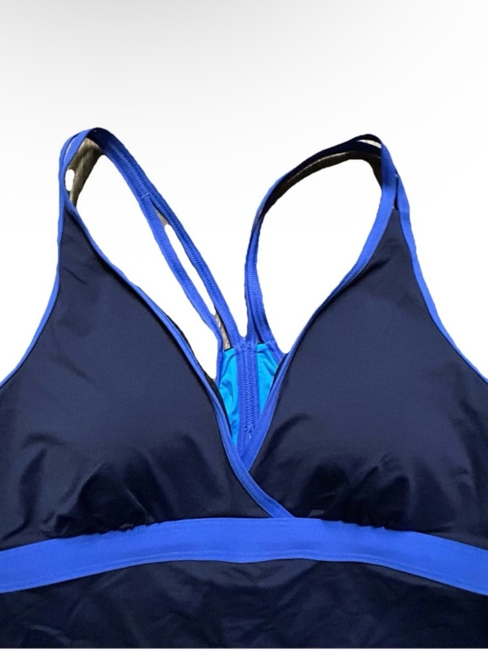 Women’s LL Bean Navy Blue Tankini Top Size 14 Swim Beach Pool - Picture 2 of 5